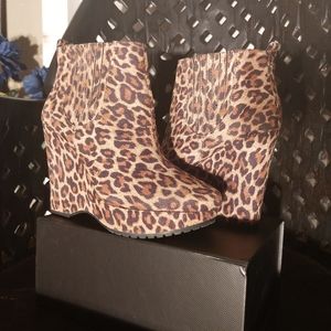 BCBG leopard print wedge heels